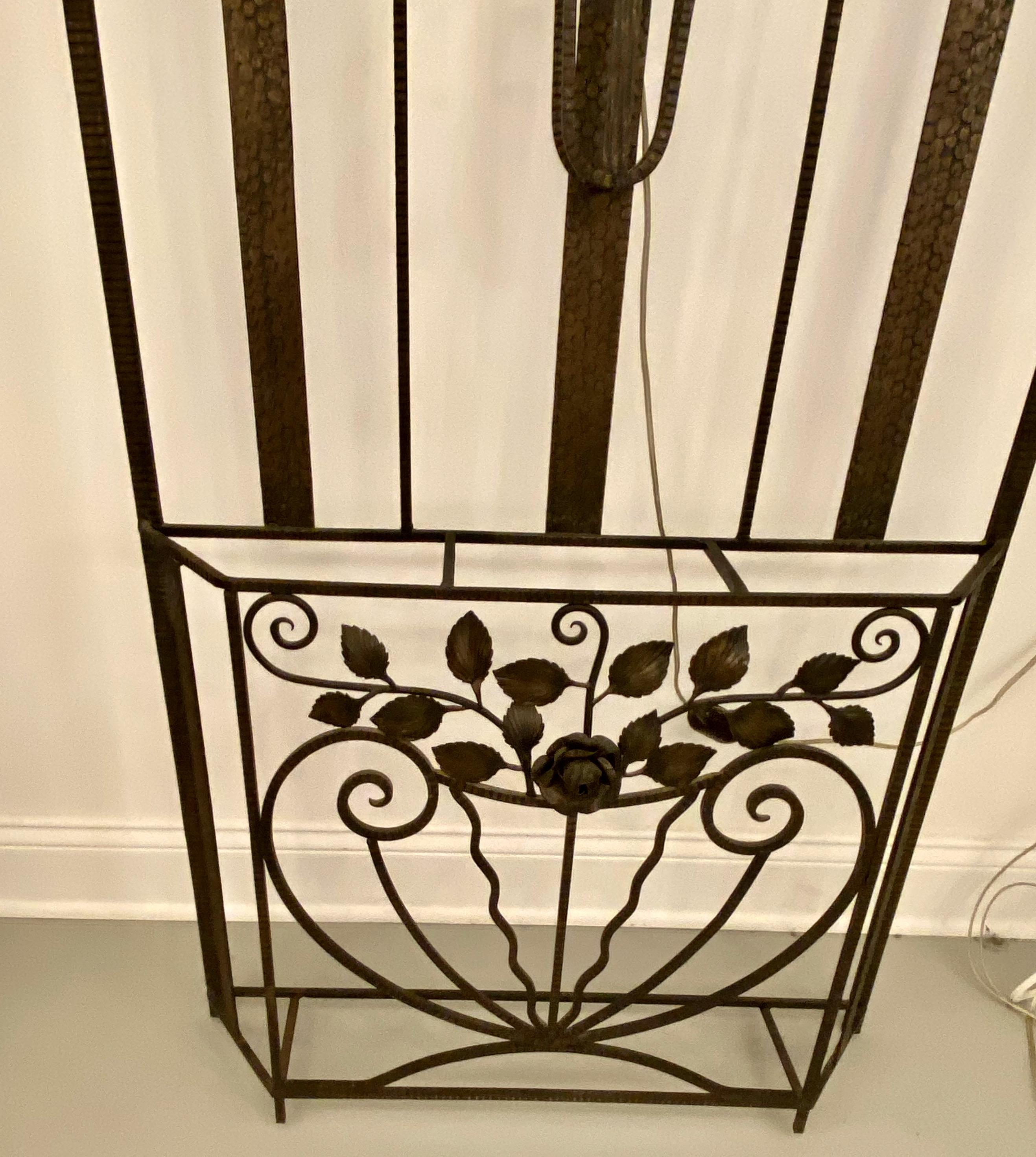 French Art Deco Hall Tree Coat Rack with Glass Light Sconce For Sale 4