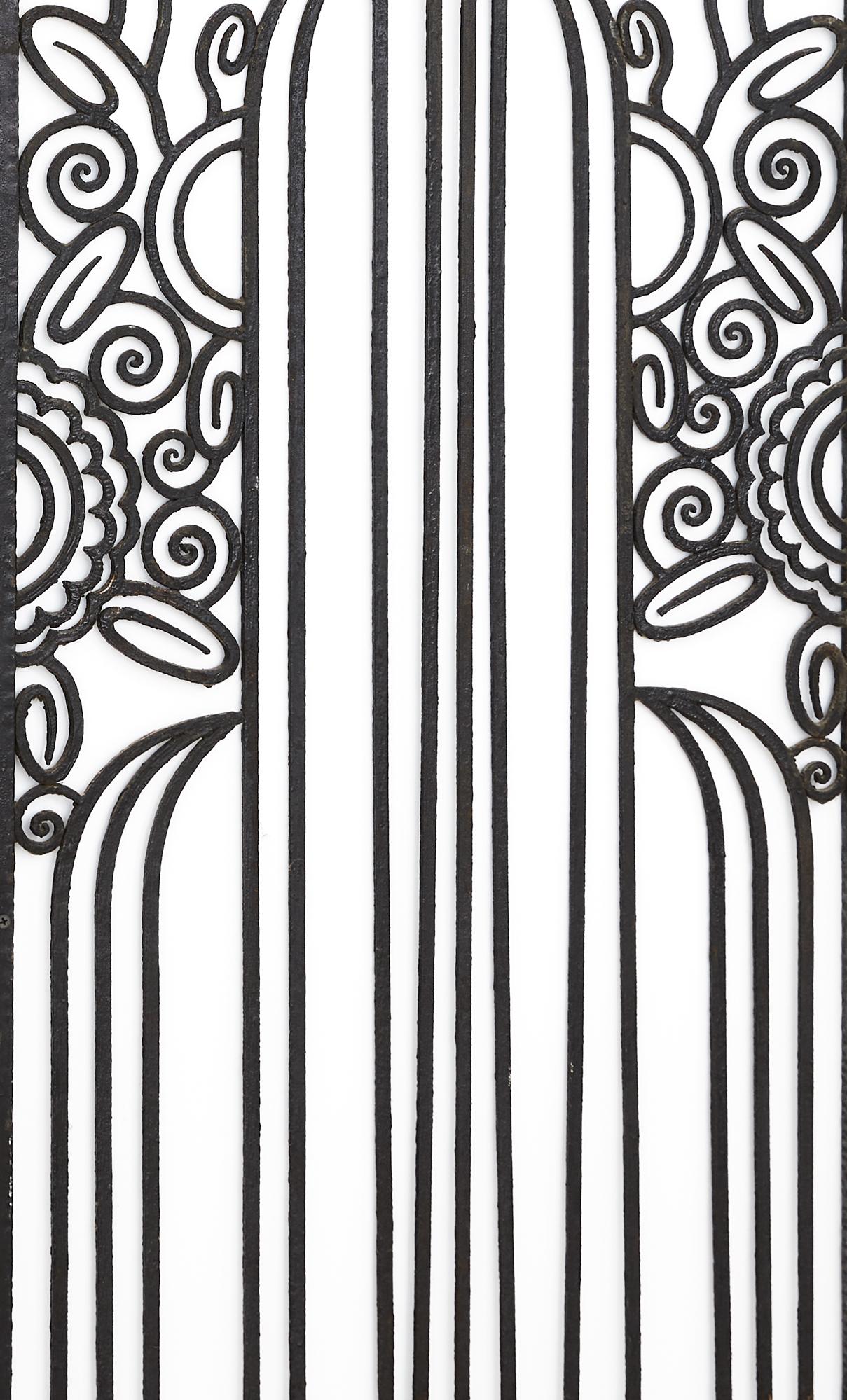 19th Century French Art Deco Hammered Iron Door Panel or Gate in the Manner of Edgar Brandt
