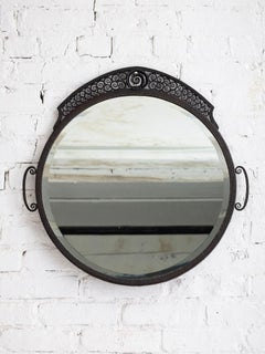 French Art Deco Hammered Iron Mirror