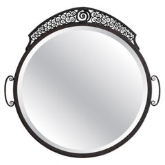 French Art Deco Hammered Iron Mirror