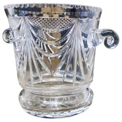 French Art Deco Hand Blown Cut Crystal Champaign Ice Bucket, Wine Cooler