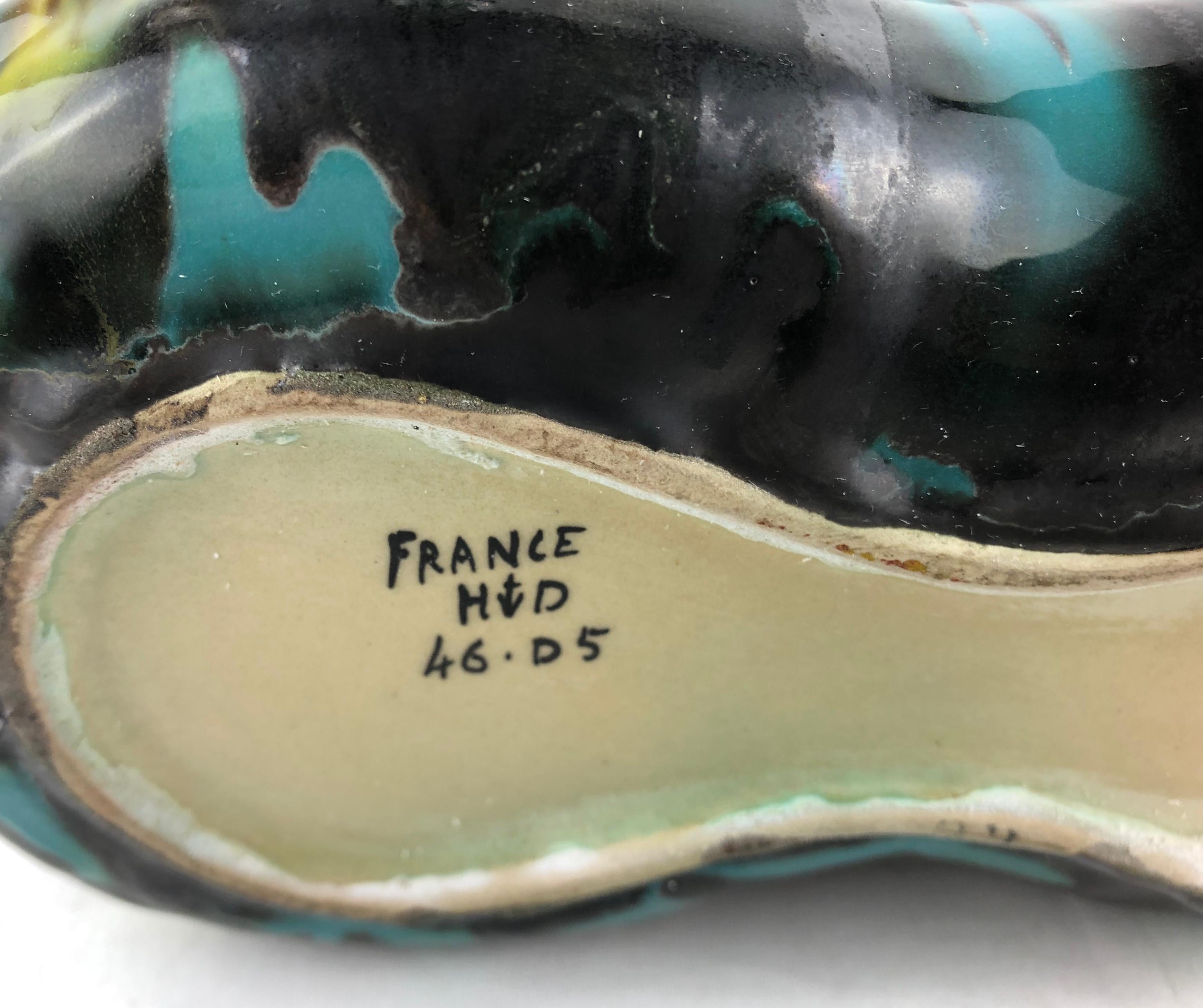 20ième siècle Panier ou bol en céramique Art Déco français fabriqué à la main par Henri Delcourt en vente
