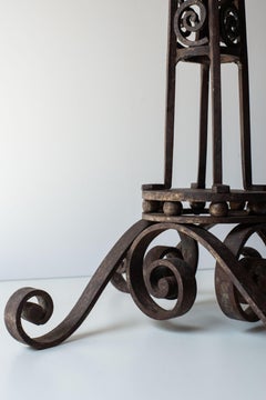 French Art Deco Hand-Forged Wrought Iron Pedestal Plant Stand, 1930s