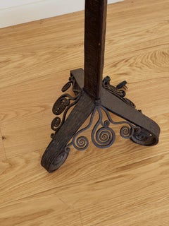 French Art Deco Hand Hammered Iron Floor Lamp, Circa 1930