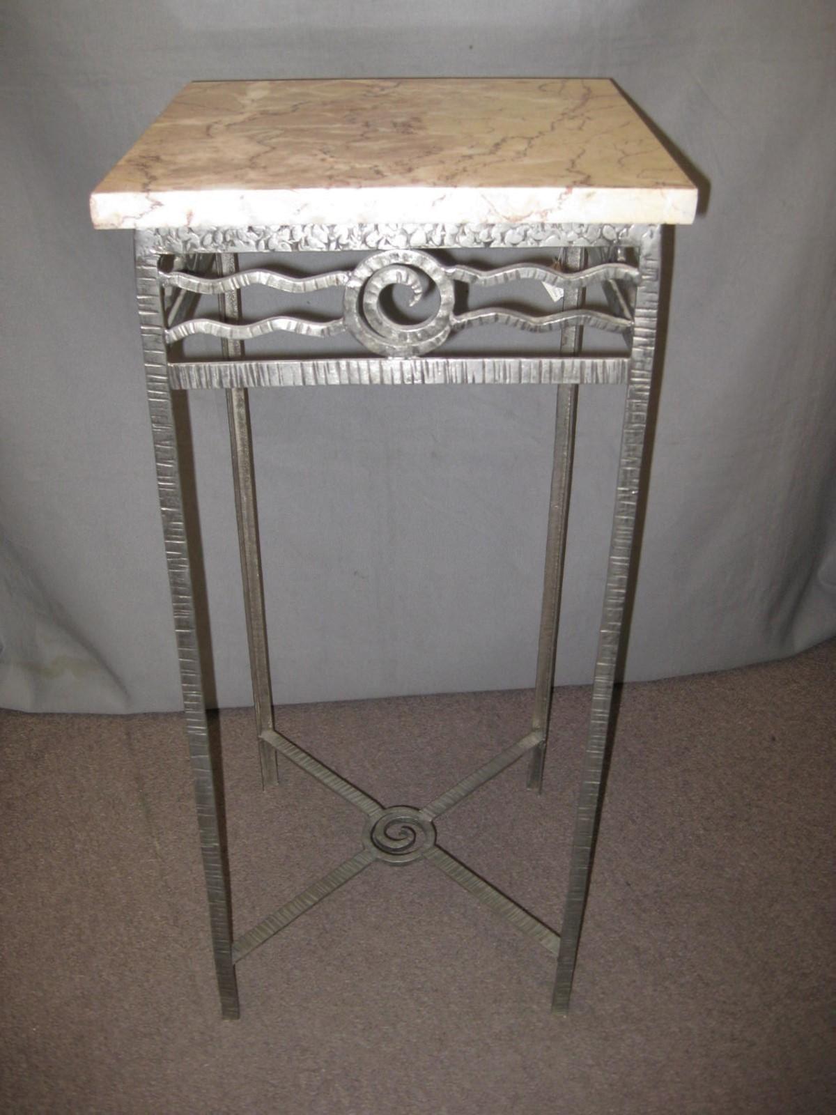 French Art Deco Hand Hammered Iron Small Table / Pedestal, Charles Piguet 7