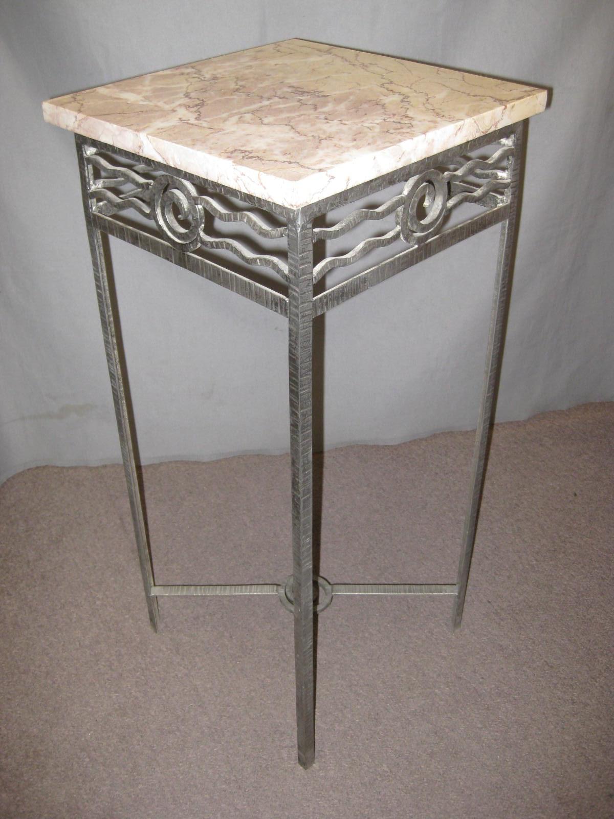 French Art Deco Hand Hammered Iron Small Table / Pedestal, Charles Piguet 3