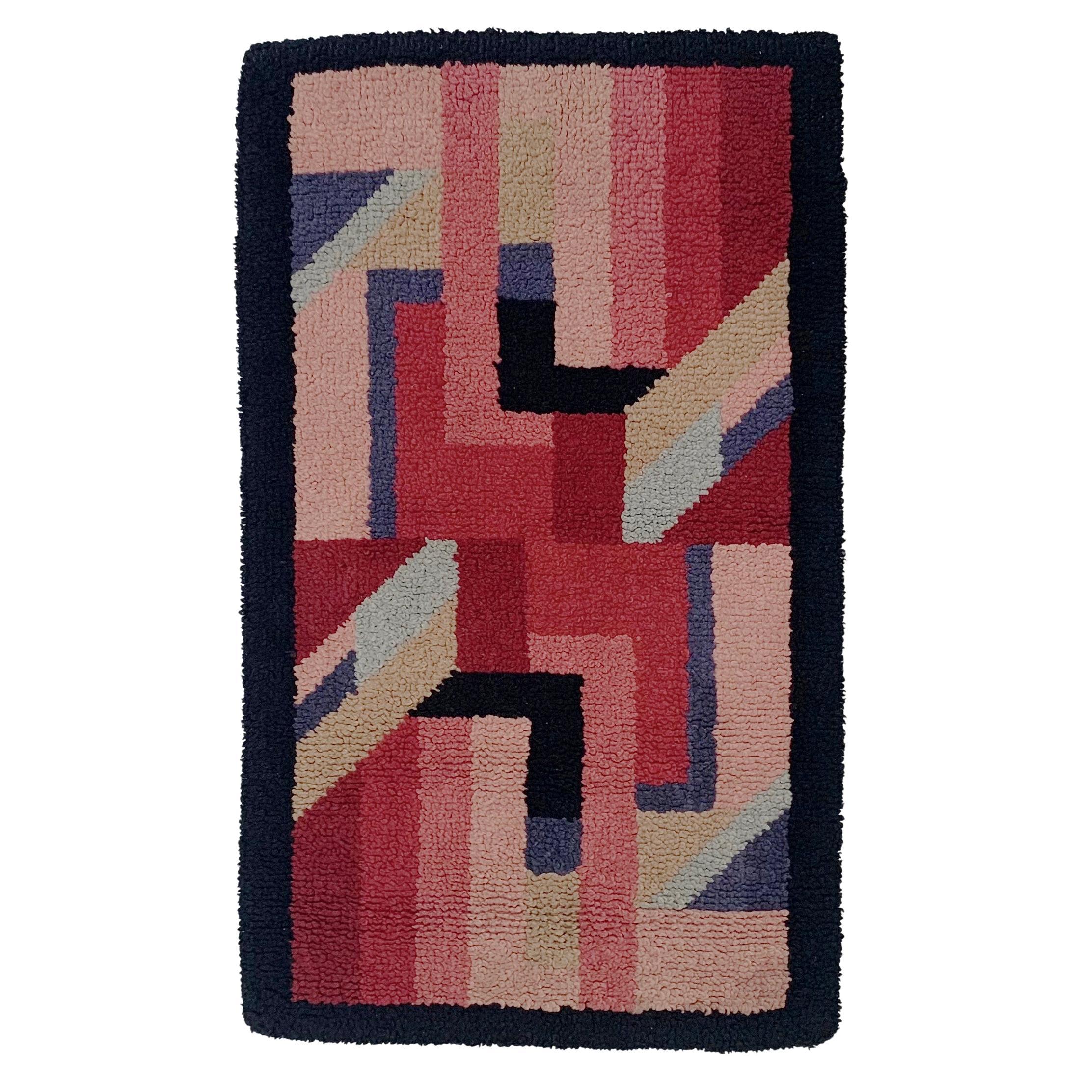 French Art Deco Hand Knotted Wool Rug, circa 1930 For Sale