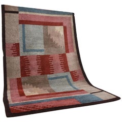 Tappeto Art Deco francese in lana intrecciata a mano, anni '30