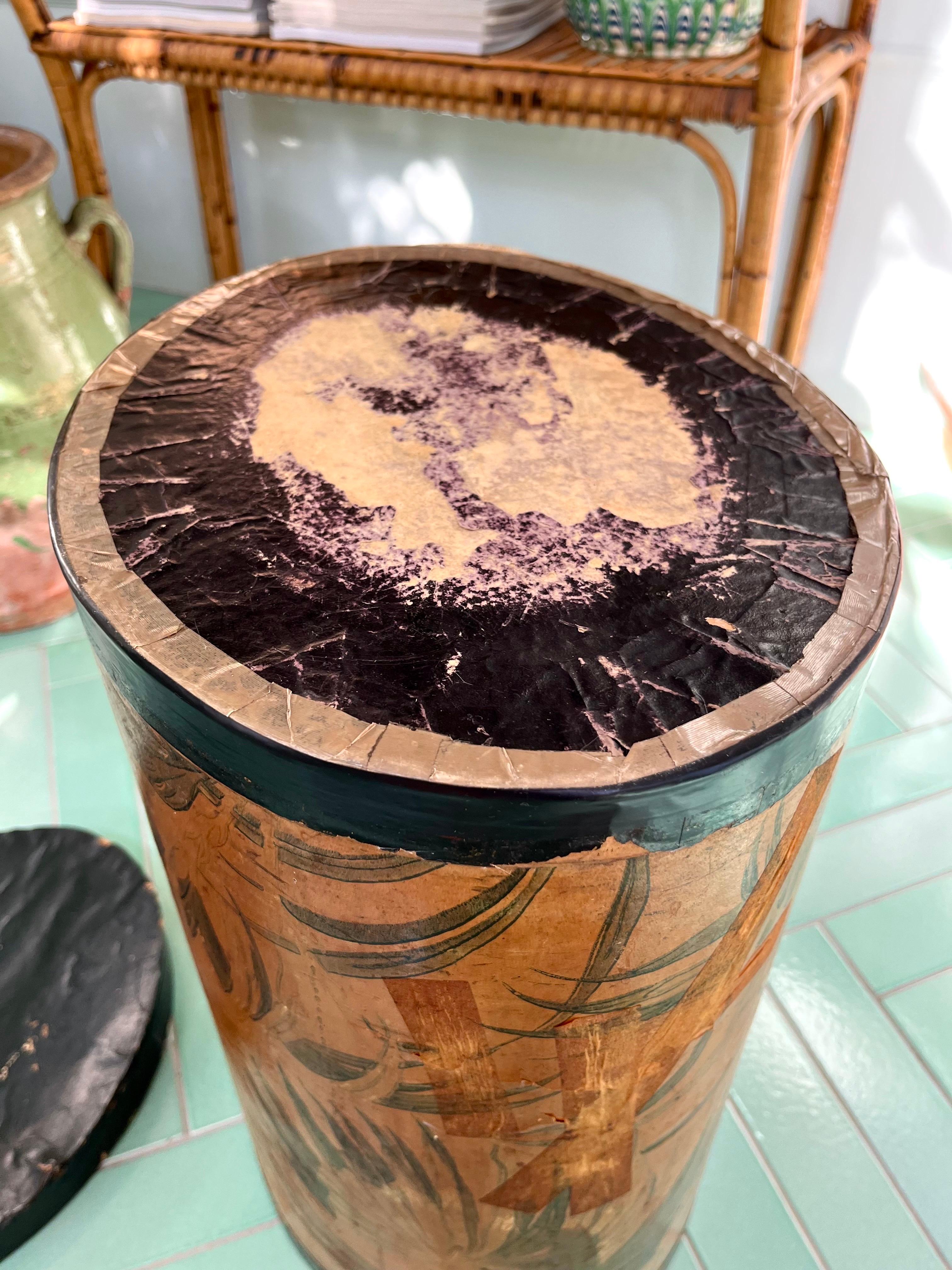 French Art Deco Hat Box with Exotic Leaf Motif, 1920s–1930s For Sale 14
