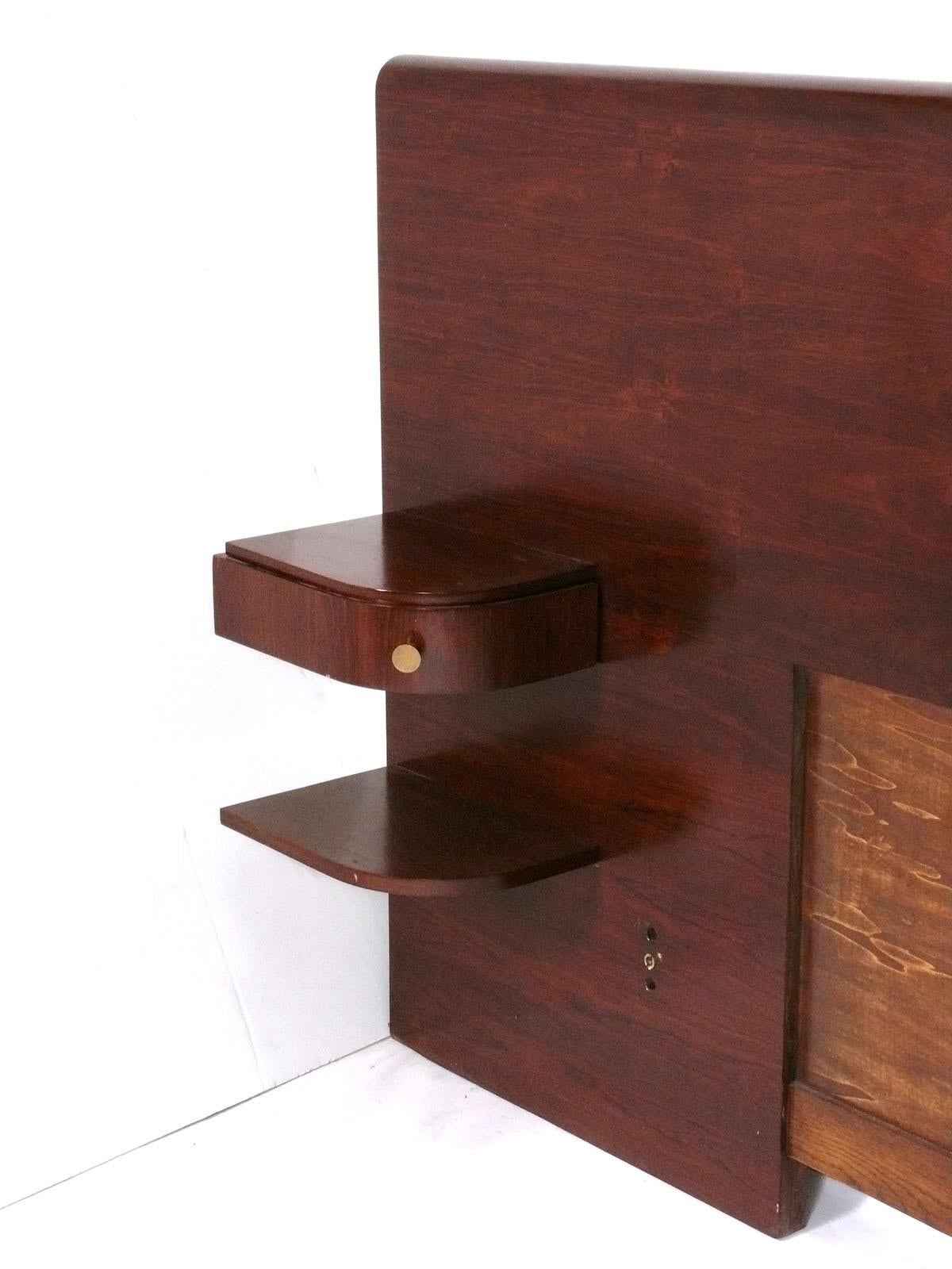French Art Deco Headboard with Attached Night Stands circa 1930s In Good Condition For Sale In Atlanta, GA