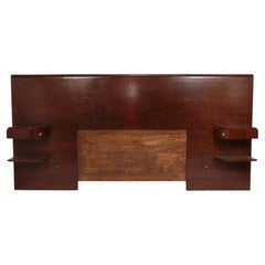 French Art Deco Headboard with Attached Night Stands circa 1930s