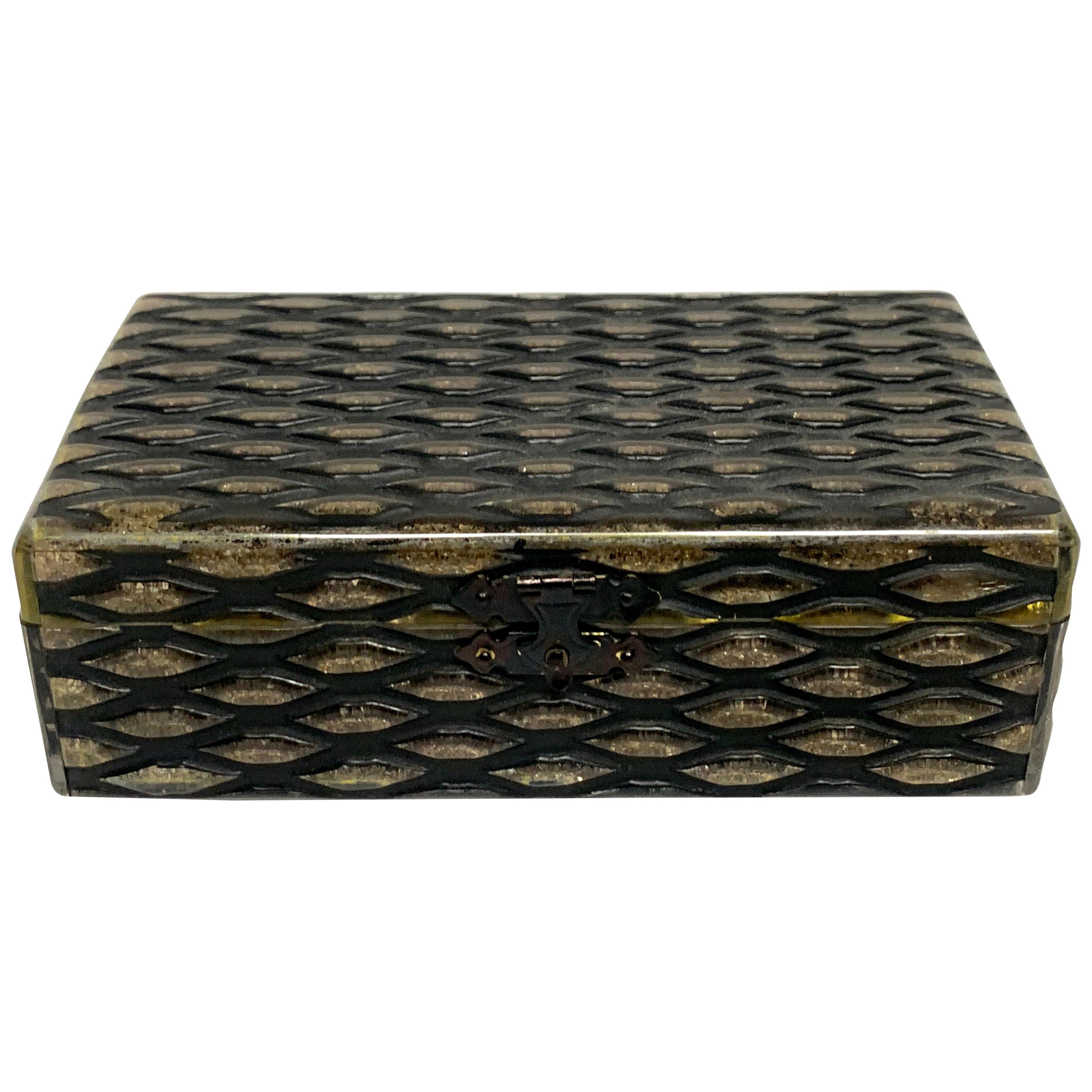 French Art Deco Herringbone Bakelite Box