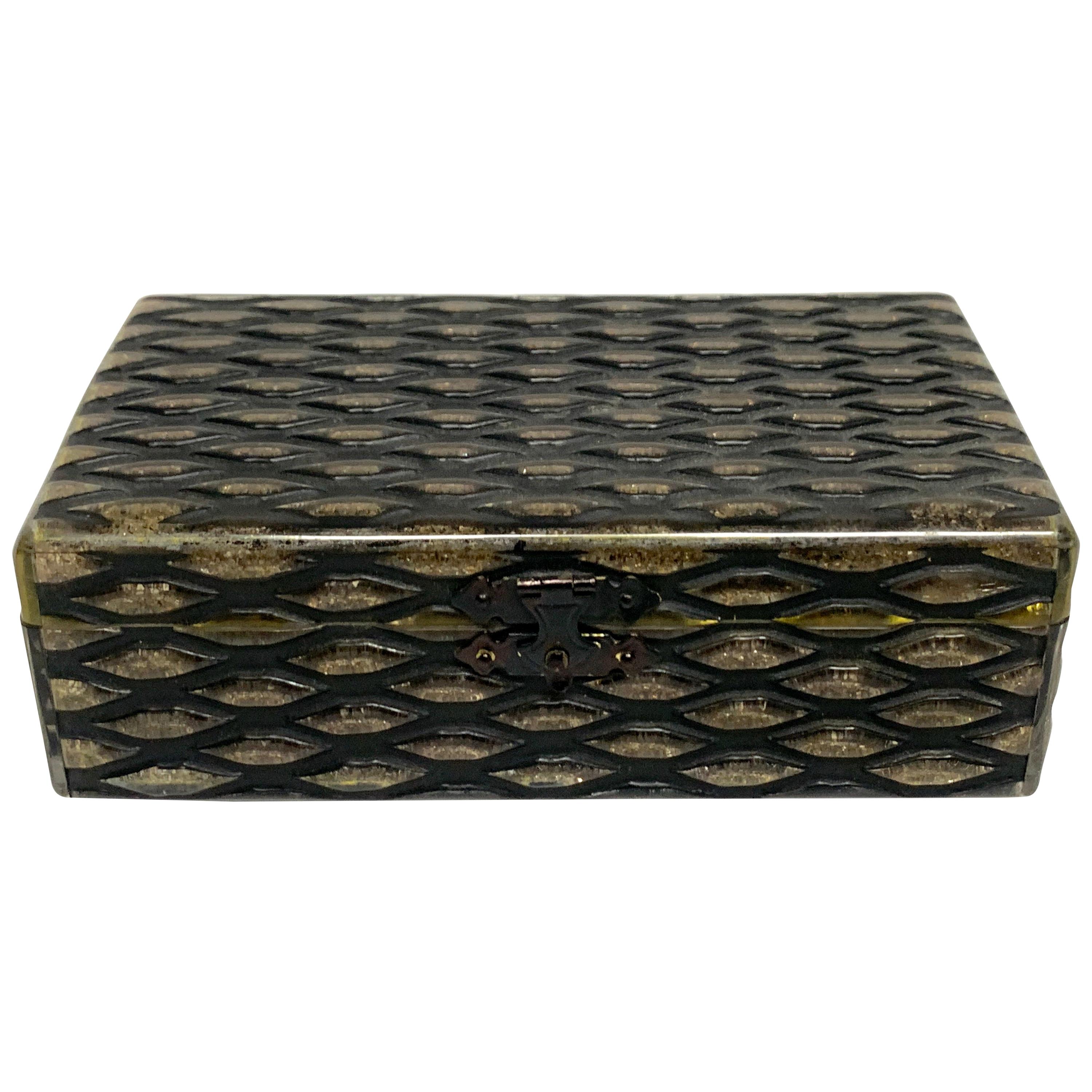 French Art Deco Herringbone Celluloid Box