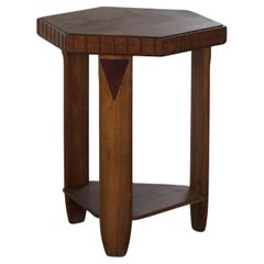 French Art Deco, Hexagon Shaped Side Table in Nutwood, 1930s