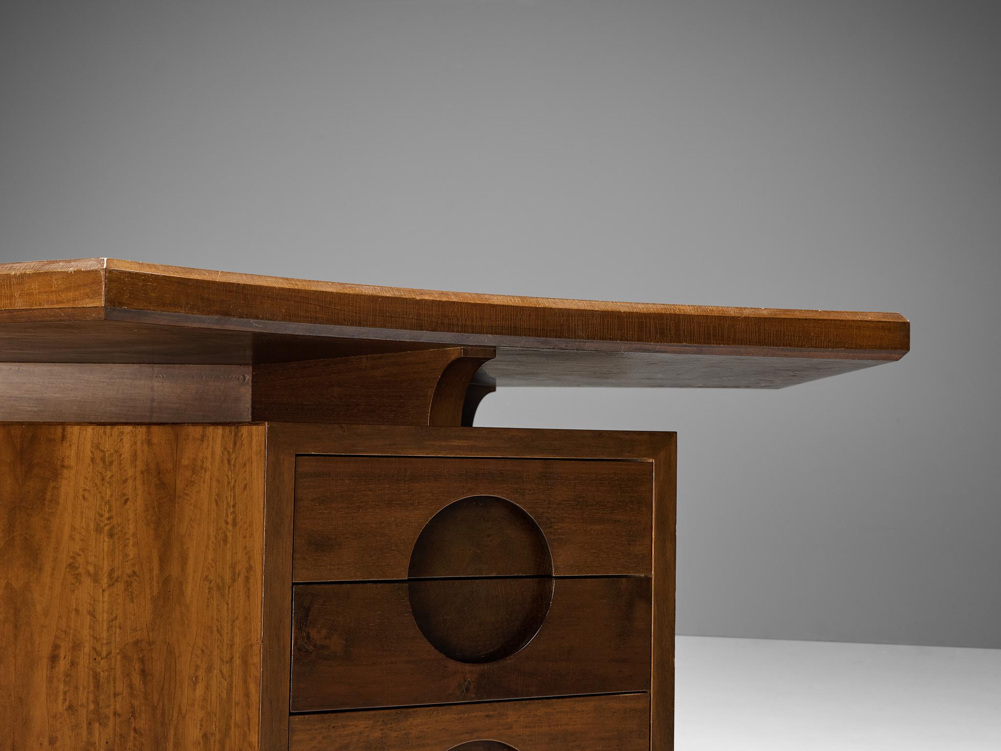 French Art Deco Hexagonal Desk in Walnut 6