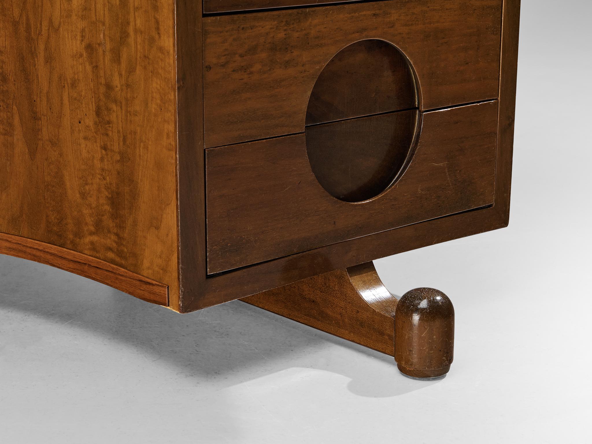 French Art Deco Hexagonal Desk in Walnut 4