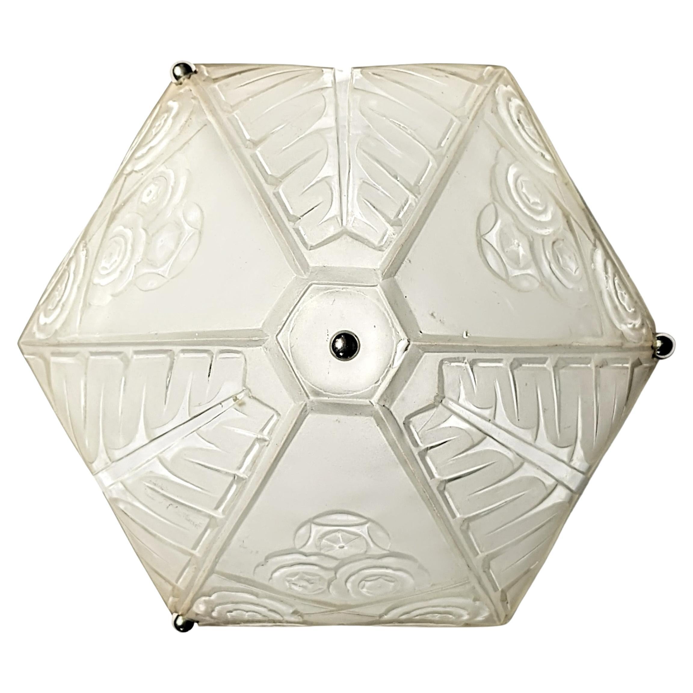 French Art Deco Hexagonal shaped flush mount created by 