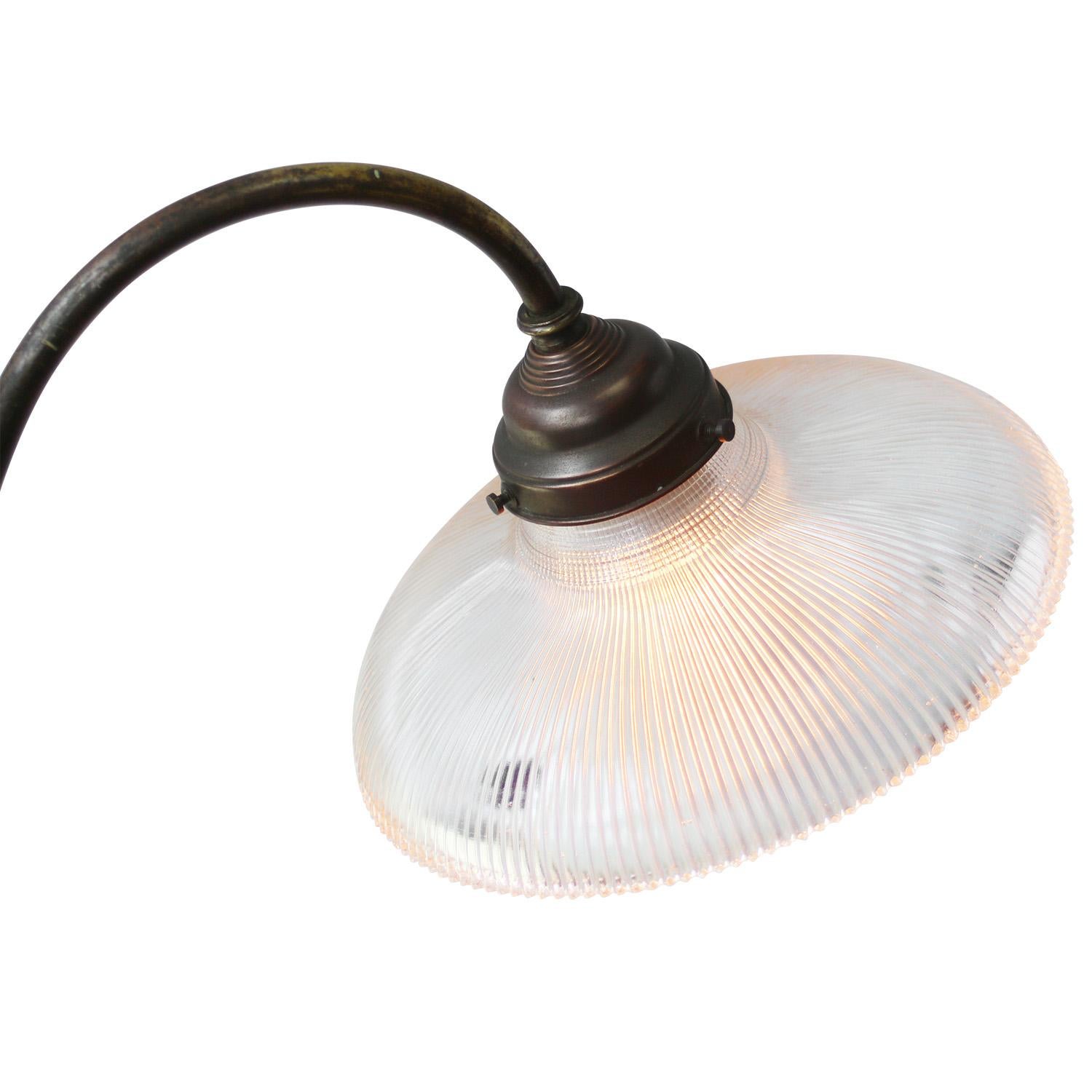 20th Century French Art Deco Holophane Glass Brass Sconce Wall Lamp For Sale
