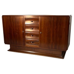 Antique French Art Deco in Solid Mahogany Sideboard Four Drawers in the Middle