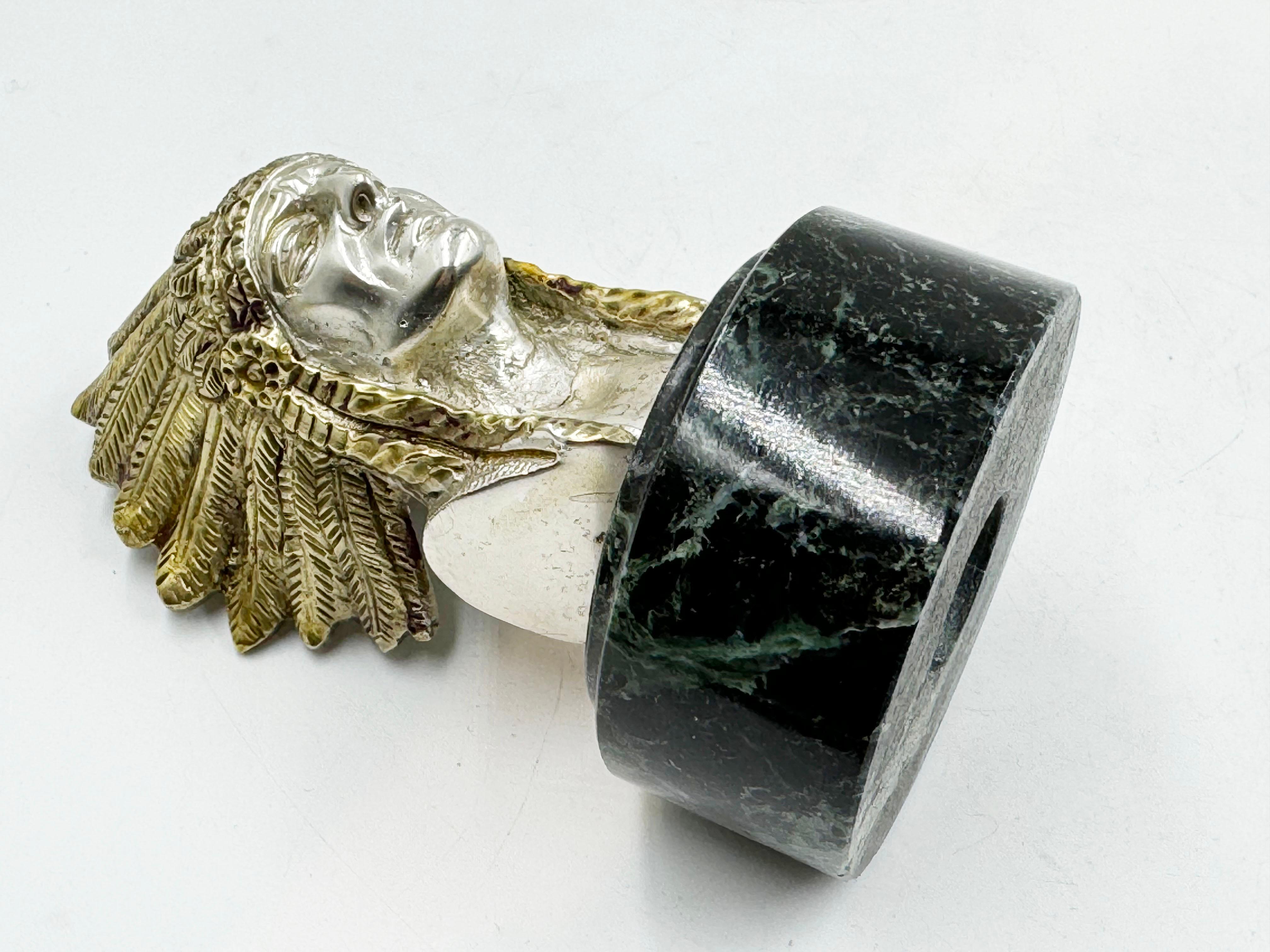 French Art Deco Indian Car Mascot by Ruffoni, 1930 For Sale 3