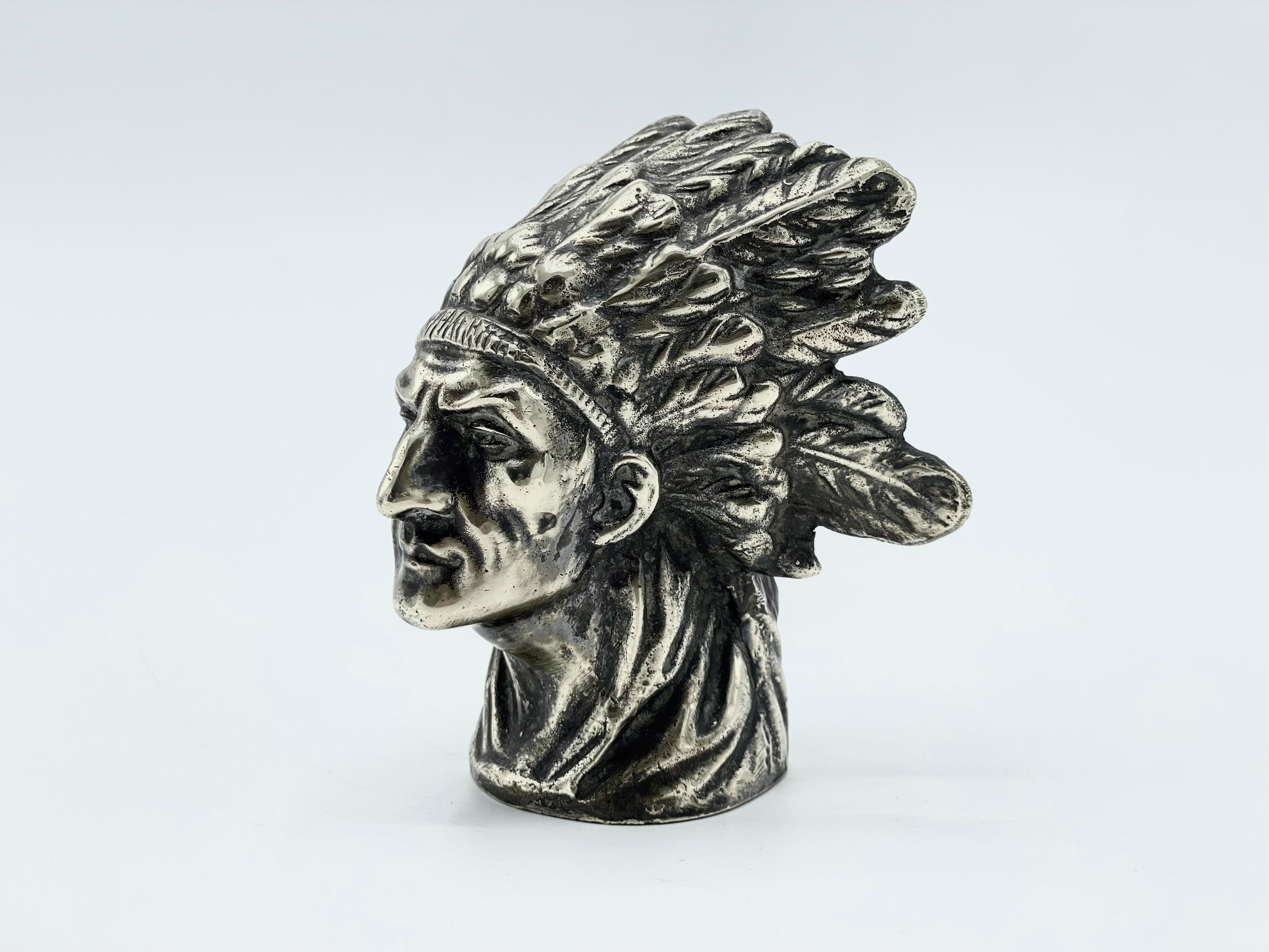 French Art Deco Indian Car mascot by Ruffoni, 1930
Automotive radiator cap mascot representing an Indian chief.
Artist / Maker: Ruffony
Signature / Marks: Ruffony
Style: Art Deco
Material: Bronze with Silver patina
Date: 1930
Origin: