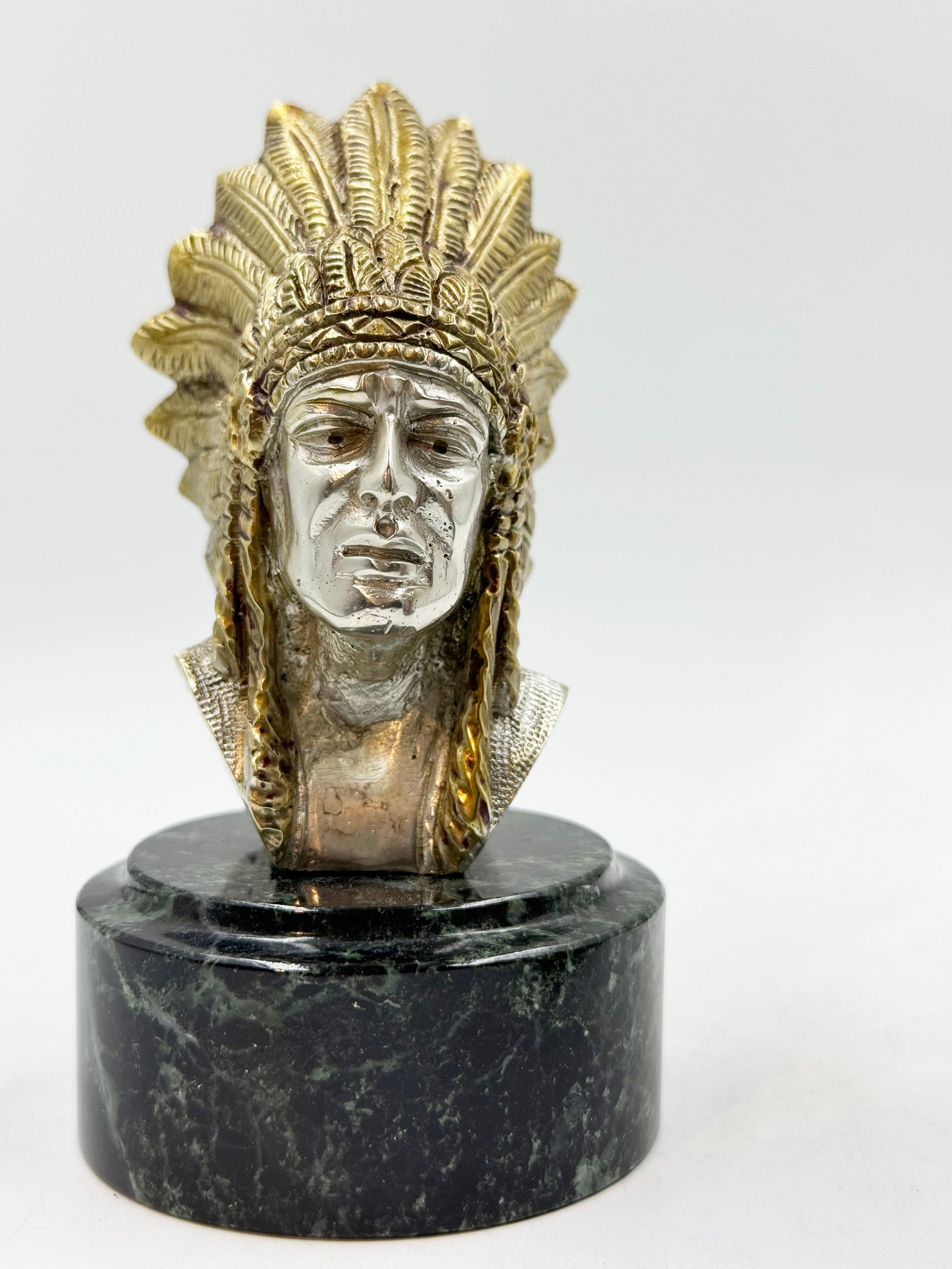 Bronzed French Art Deco Indian Car Mascot by Ruffoni, 1930 For Sale