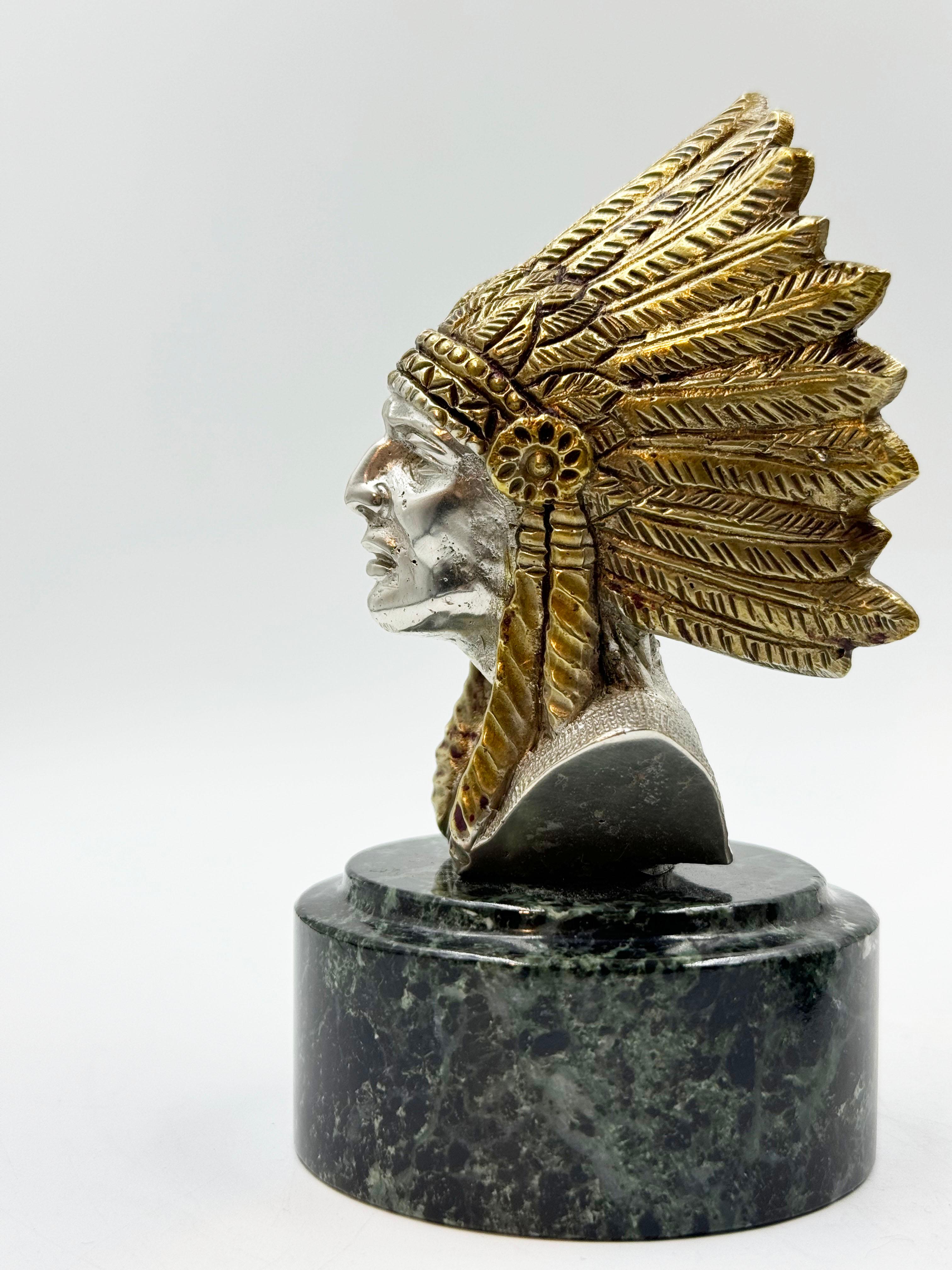 Mid-20th Century French Art Deco Indian Car Mascot by Ruffoni, 1930 For Sale