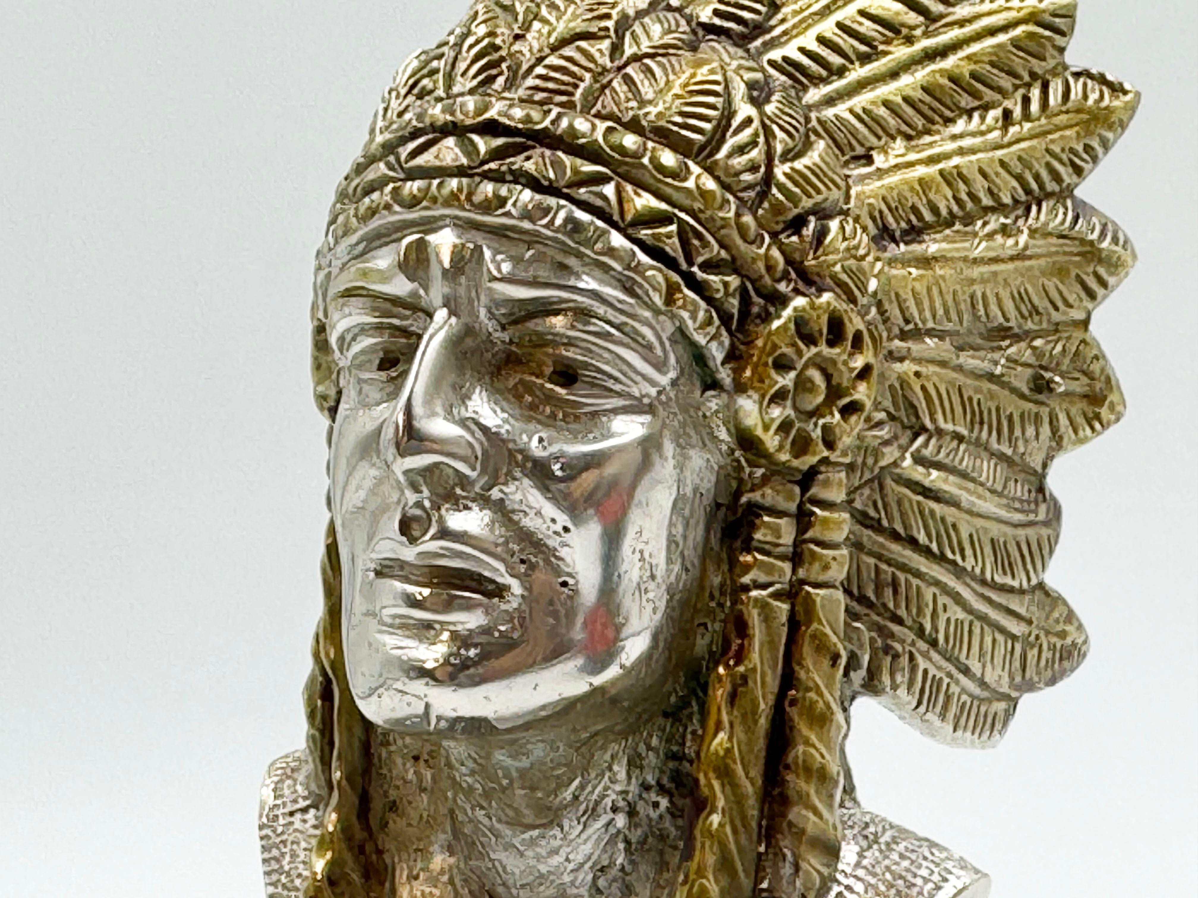 Bronze French Art Deco Indian Car Mascot by Ruffoni, 1930 For Sale