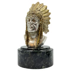 French Art Deco Indian Car Mascot by Ruffoni, 1930