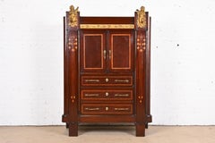 French Art Deco Inlaid Mahogany Gentleman's Chest With Mounted Bronze Ormolu