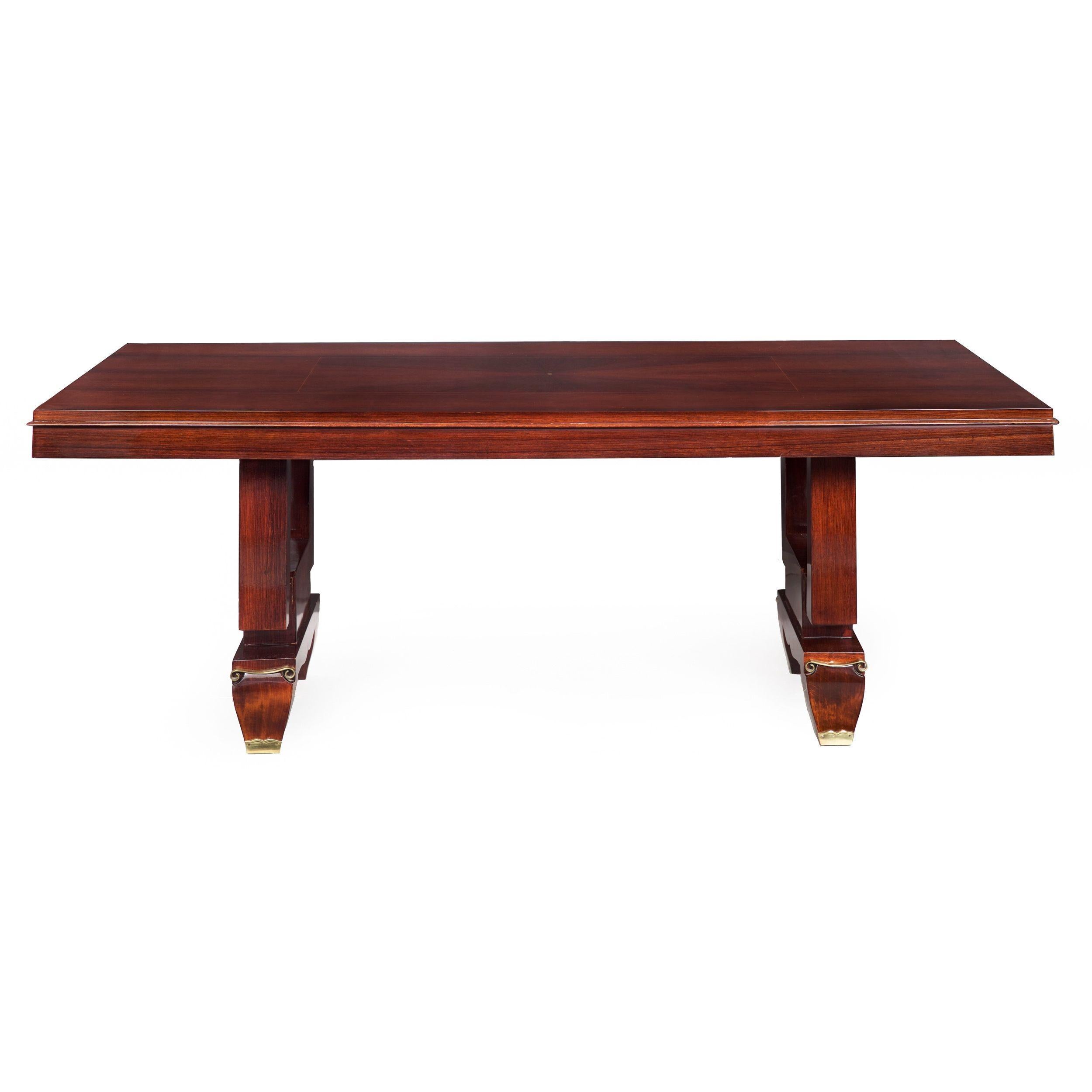 French Art Deco Inlaid Mother-of-Pearl Rosewood Dining Table, circa 1940s For Sale 10