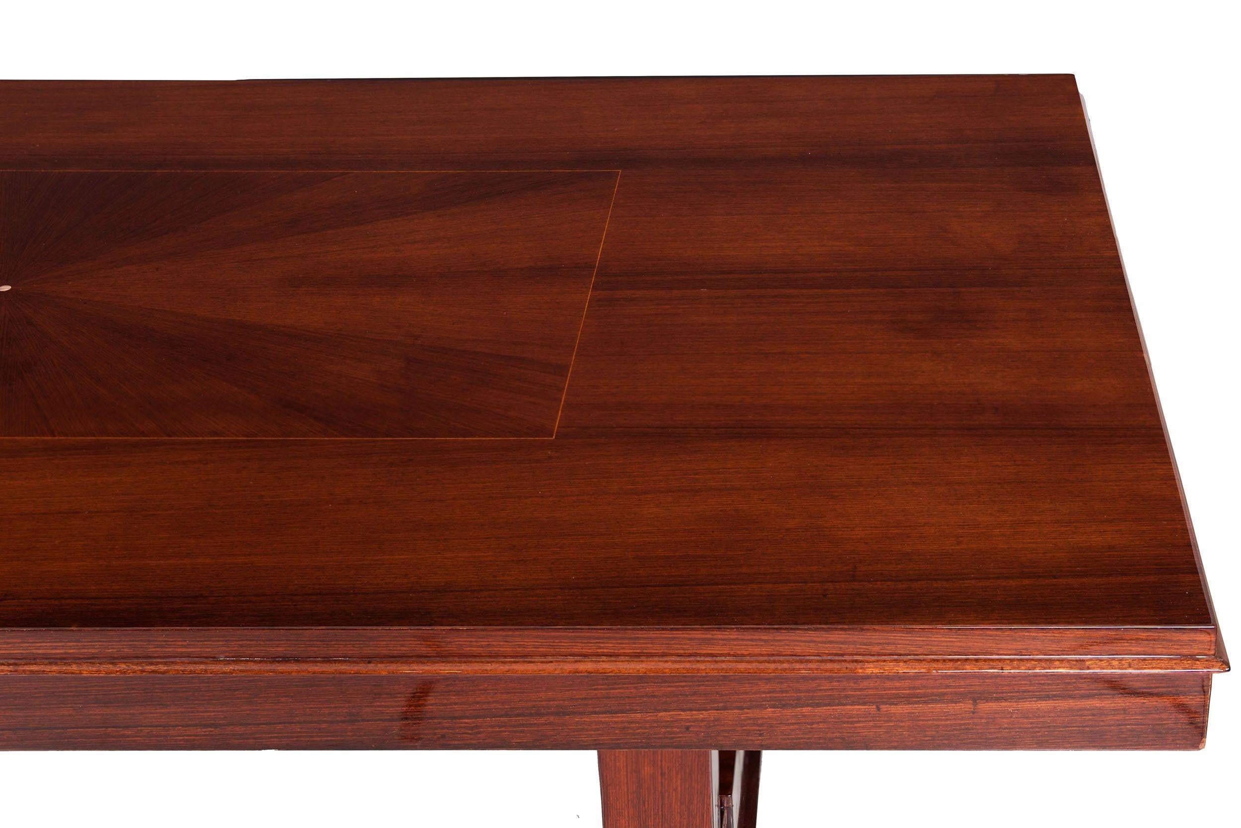 French Art Deco Inlaid Mother-of-Pearl Rosewood Dining Table, circa 1940s For Sale 14
