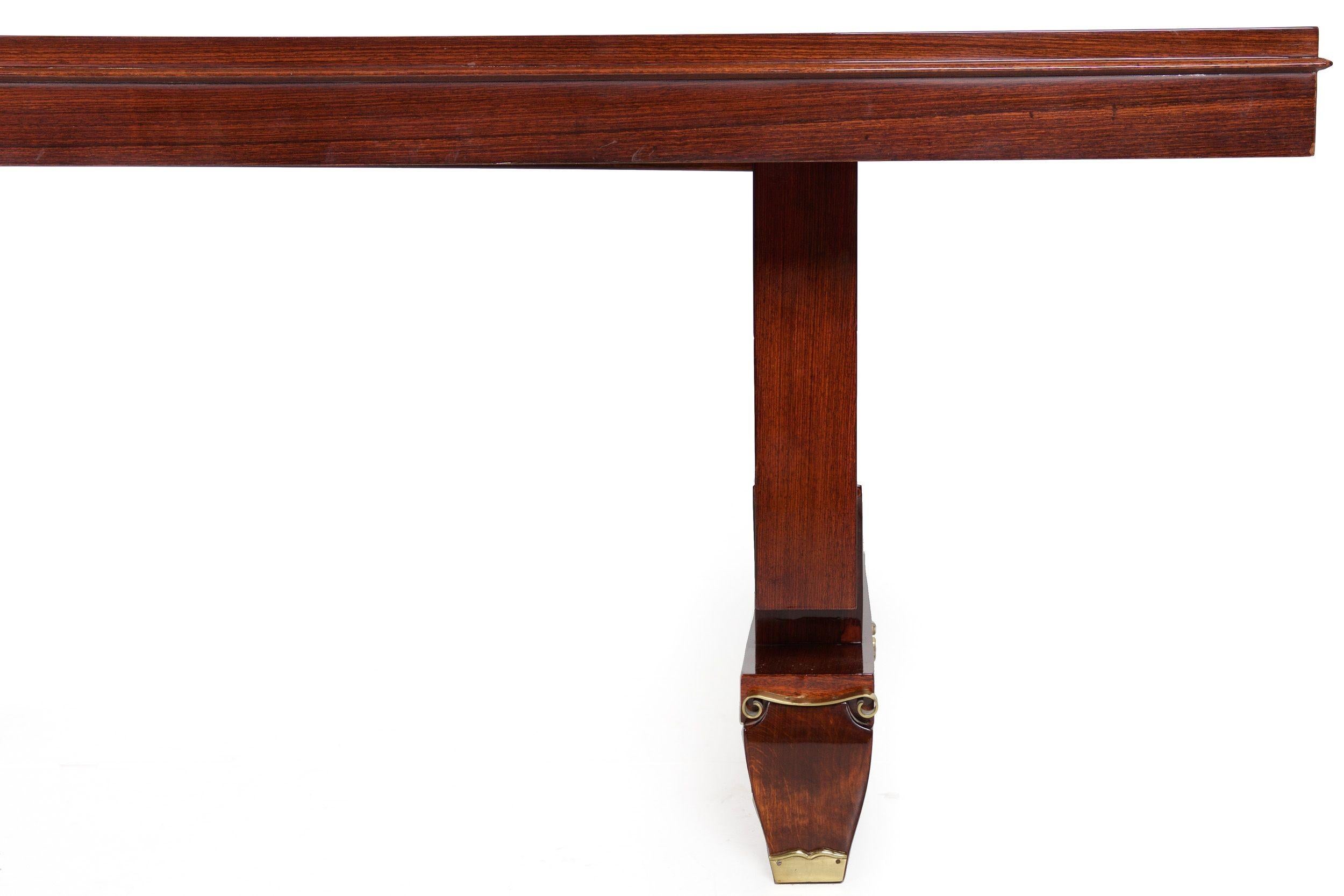 French Art Deco Inlaid Mother-of-Pearl Rosewood Dining Table, circa 1940s For Sale 1