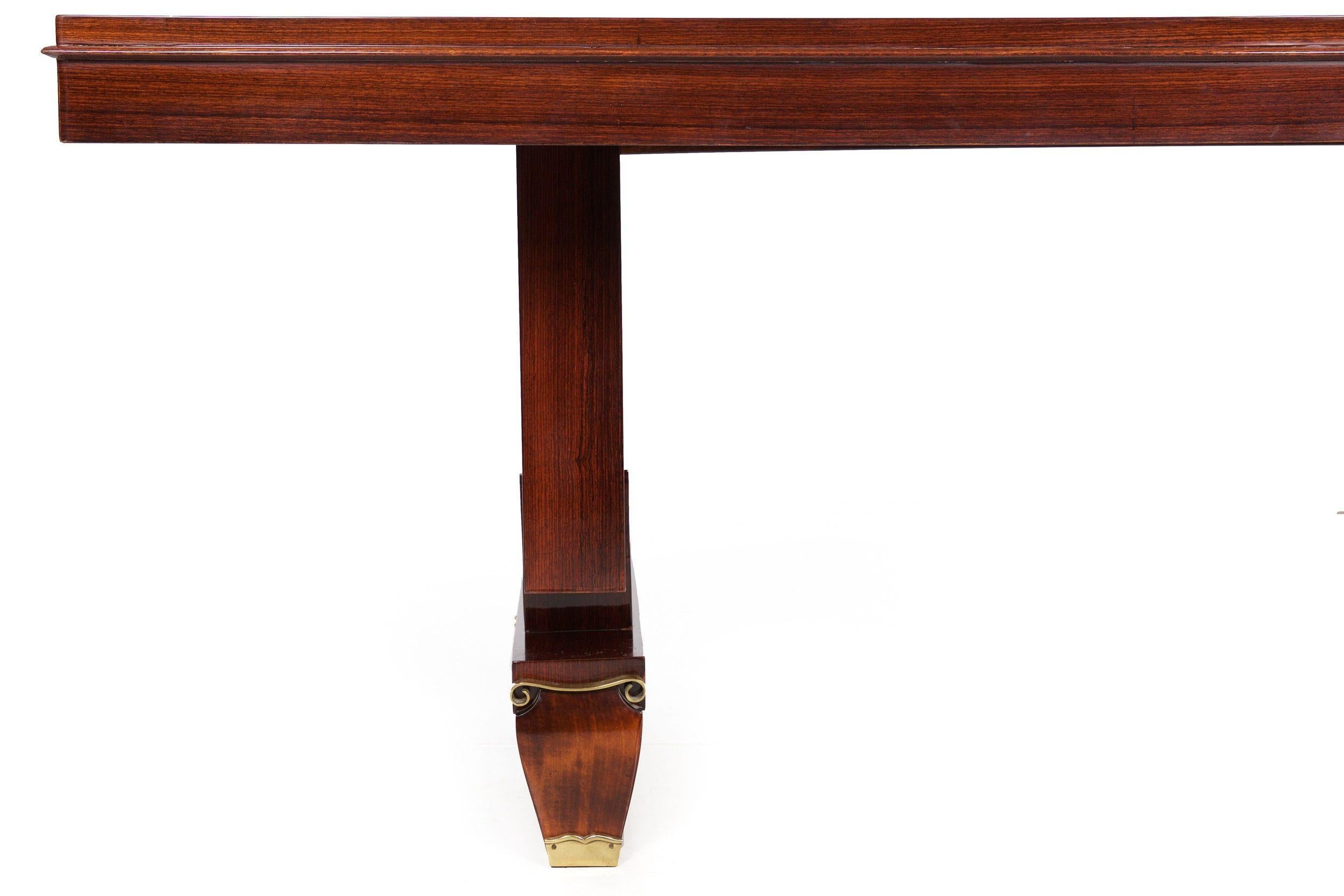 French Art Deco Inlaid Mother-of-Pearl Rosewood Dining Table, circa 1940s For Sale 3
