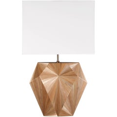 French Art Deco Inspired Straw Marquetry Lamp Designed by Jallu Model Valerie