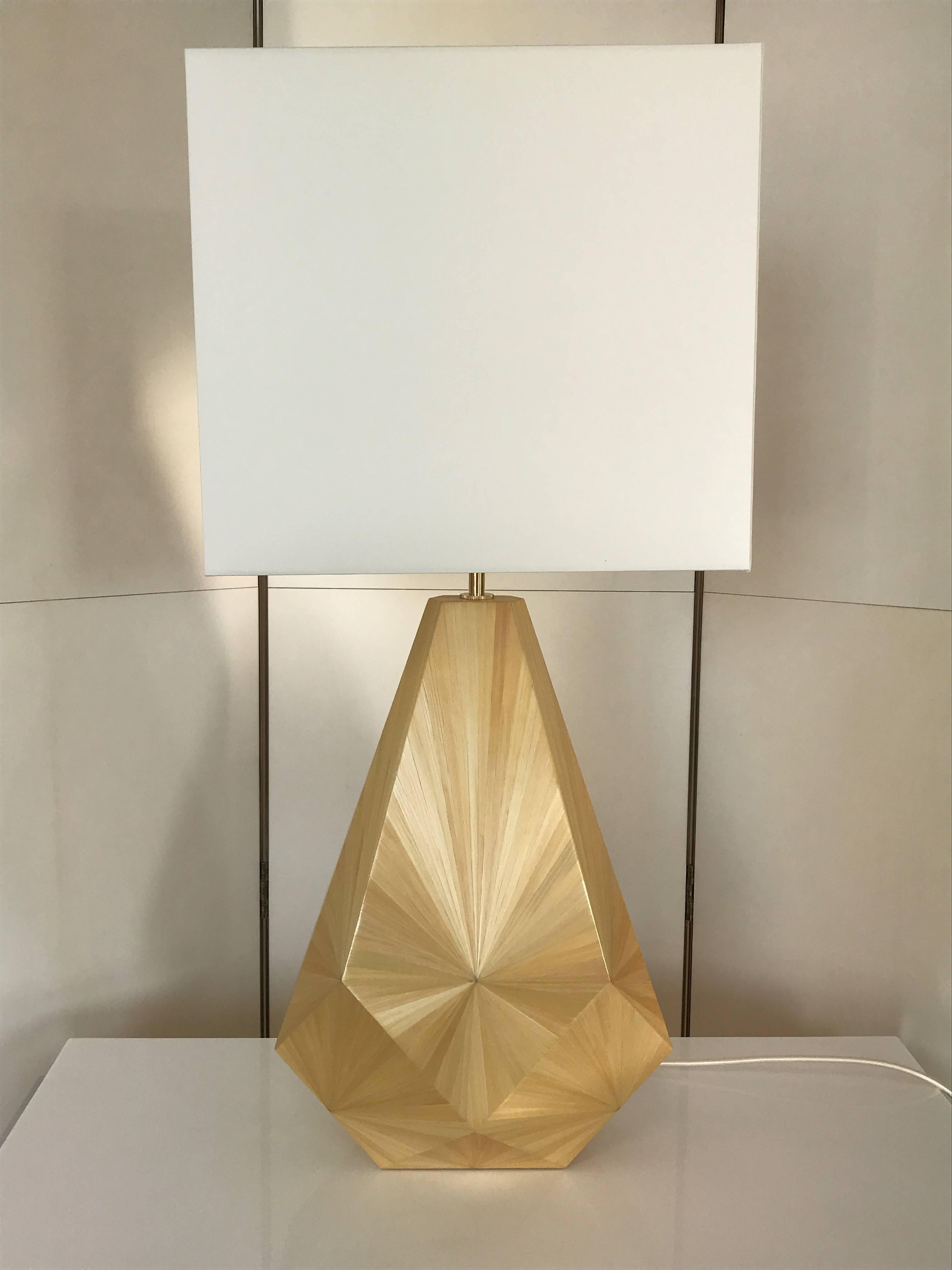 French Art Deco Inspired Straw Marquetry Lamps Designed by Jallu Model Lise In New Condition For Sale In Bazouges la Perouse, FR