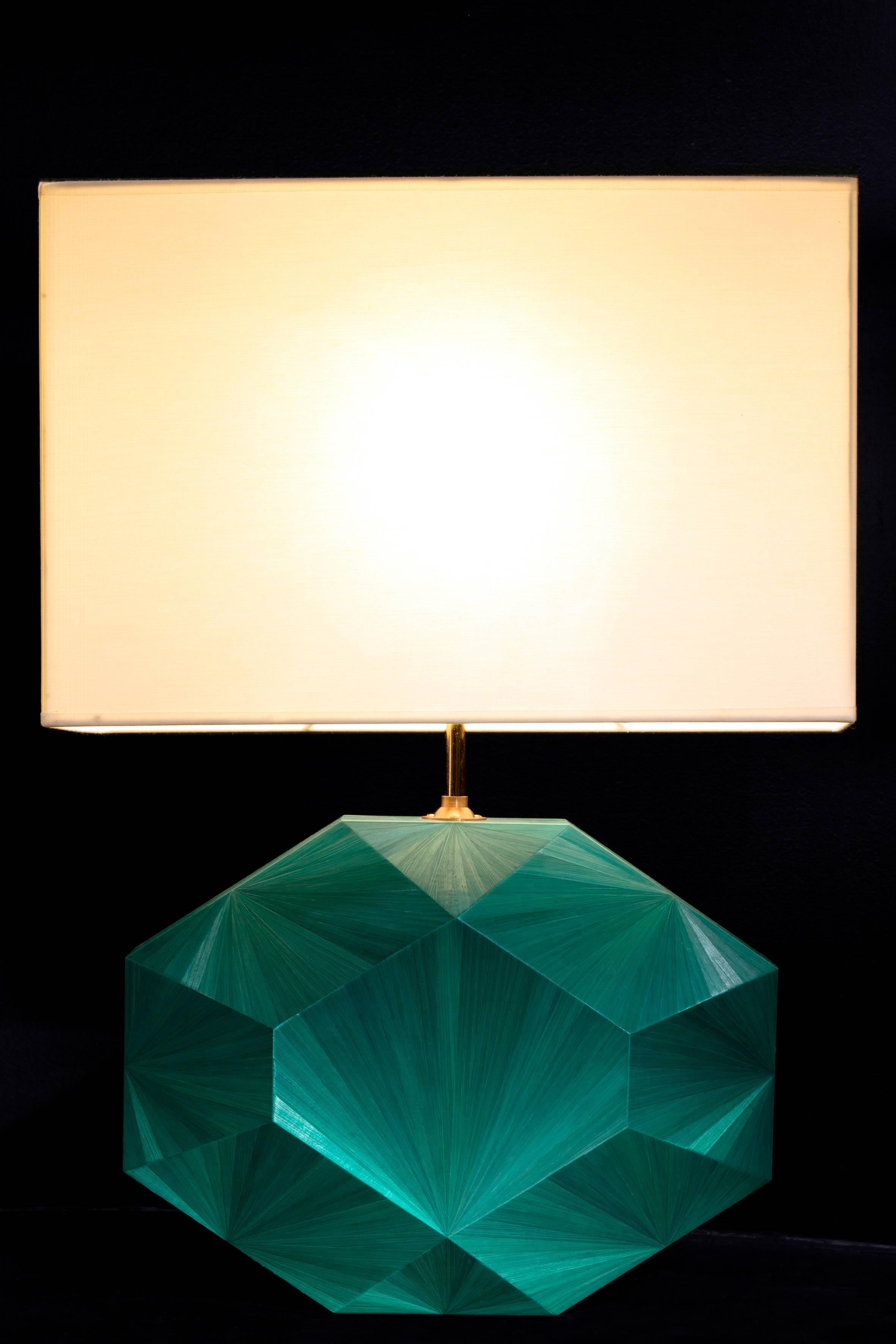Contemporary French Art Deco Inspired Straw Marquetry Lamps Designed by Jallu, Model Eloane For Sale