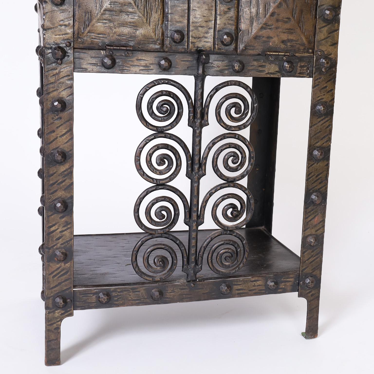 French Art Deco Iron and Bronze Bar or Cabinet 2