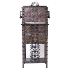 French Art Deco Iron and Bronze Bar or Cabinet