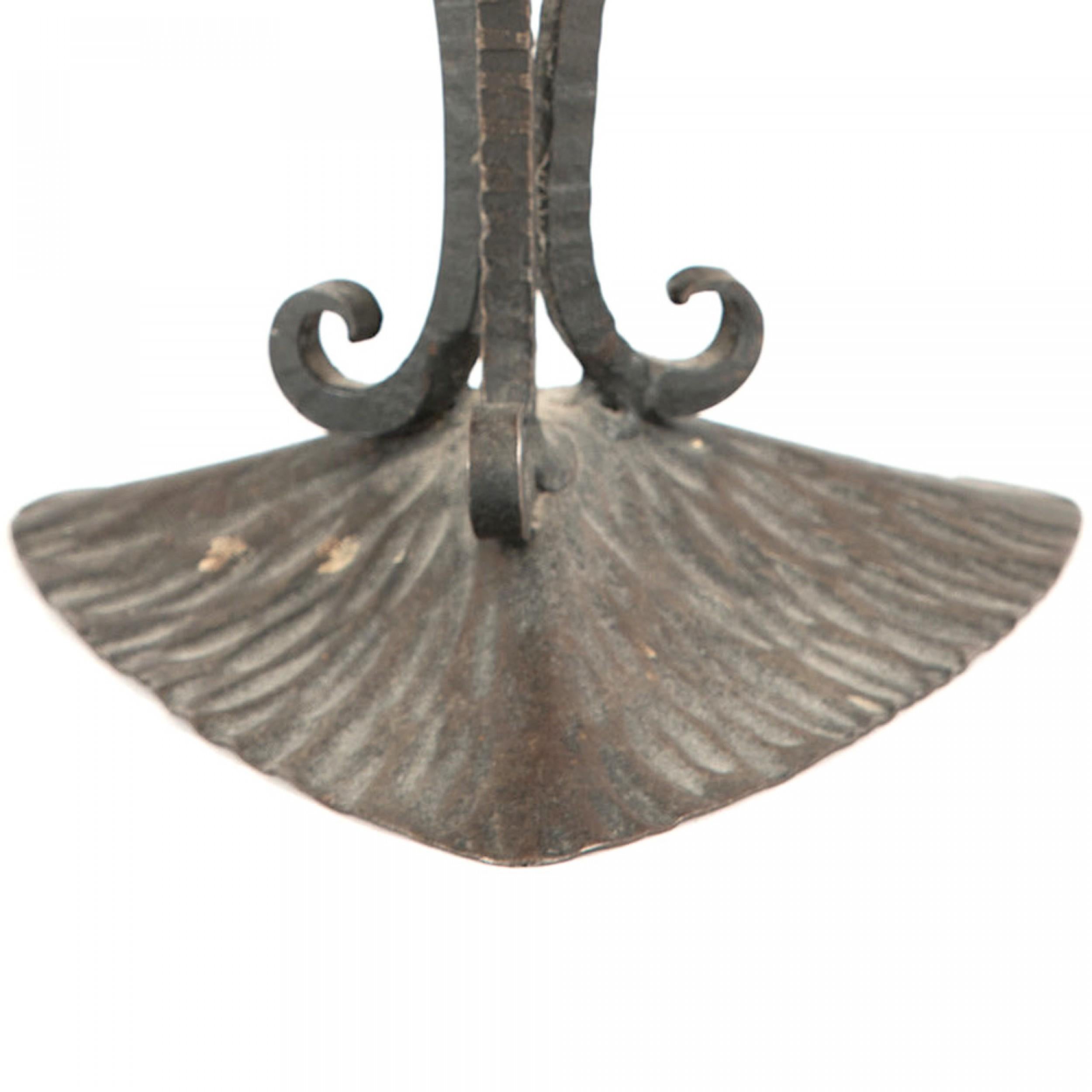 Frosted French Art Deco Iron and Glass Compote For Sale