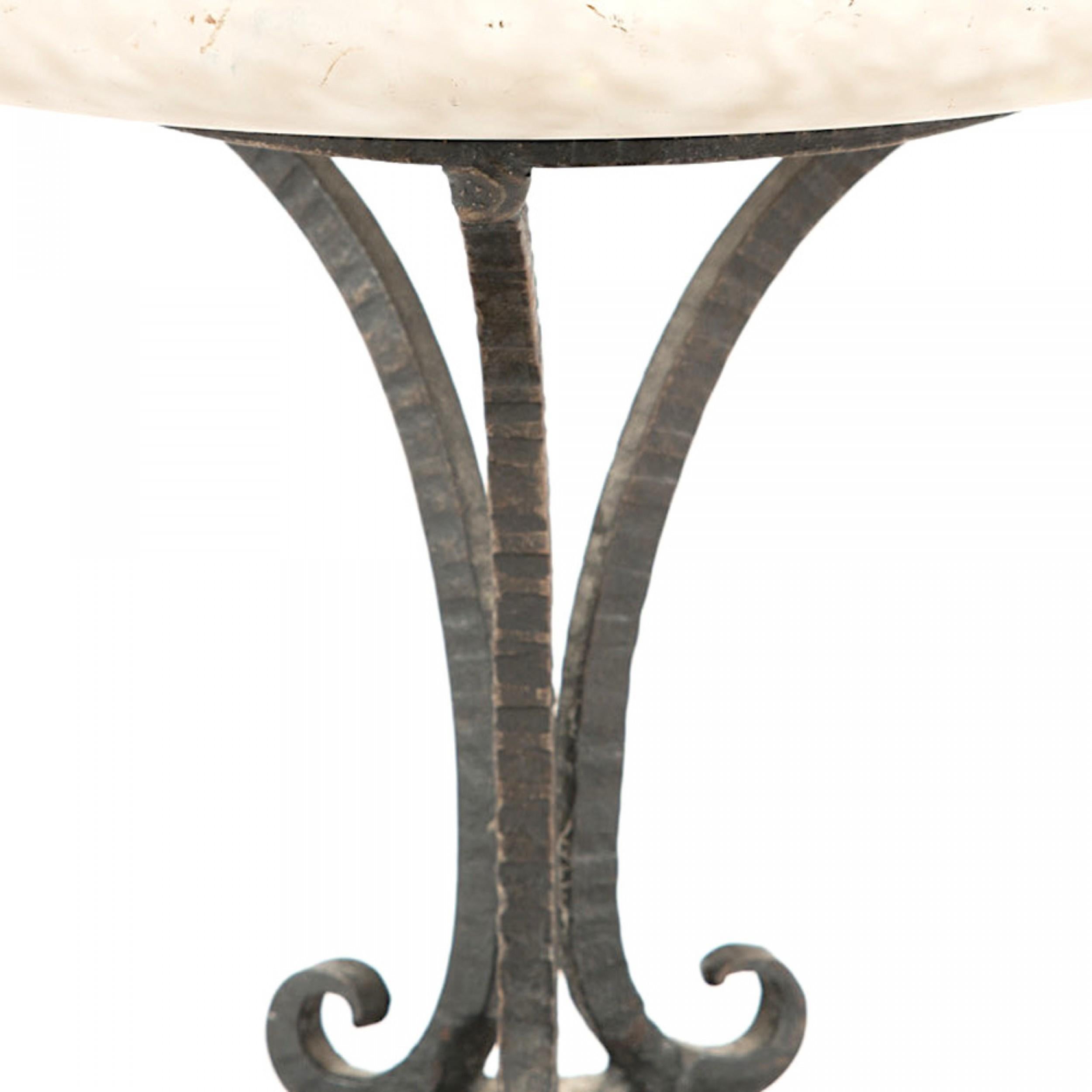 20th Century French Art Deco Iron and Glass Compote For Sale