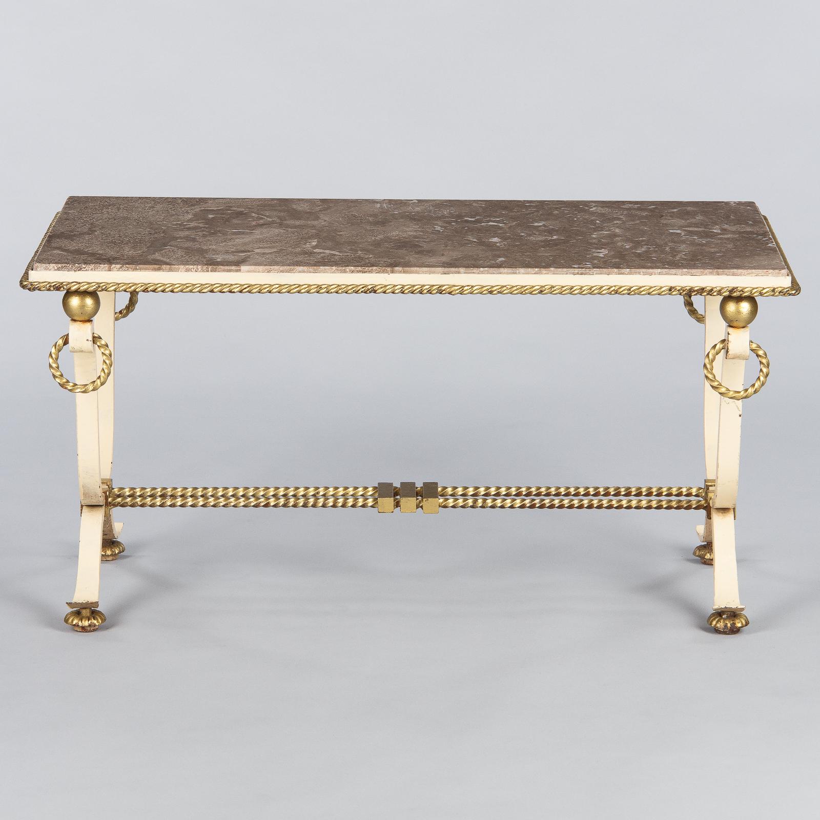 French Art Deco Iron and Marble Coffee Table, 1940s 5