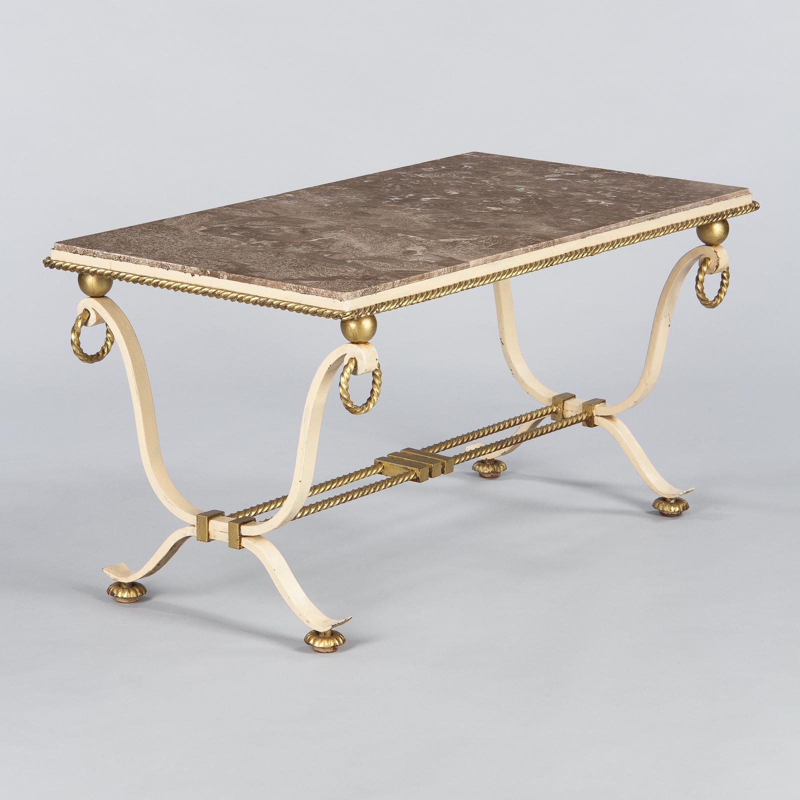 French Art Deco Iron and Marble Coffee Table, 1940s 6