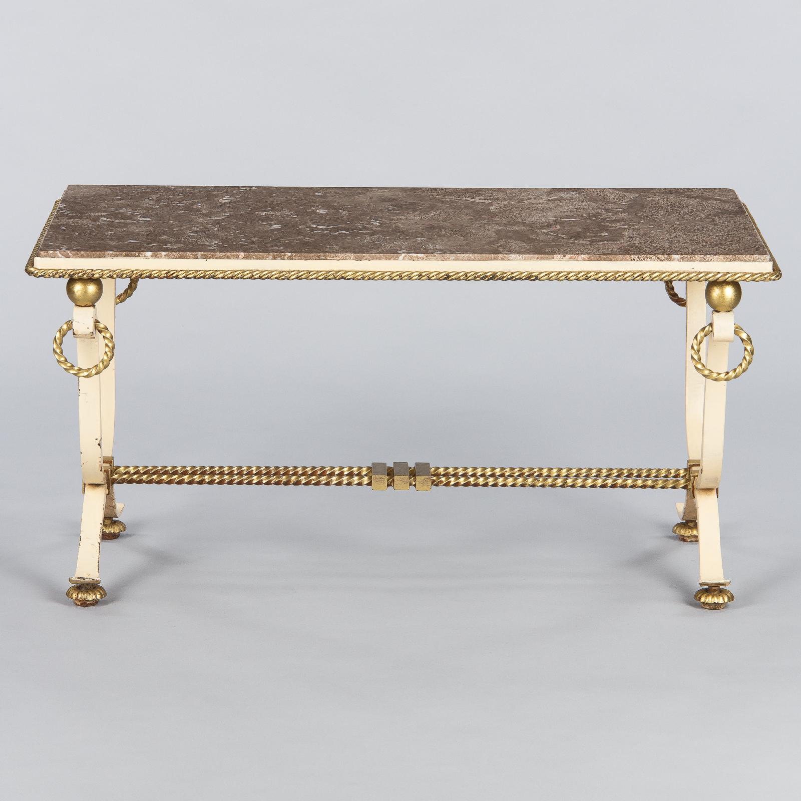French Art Deco Iron and Marble Coffee Table, 1940s 13