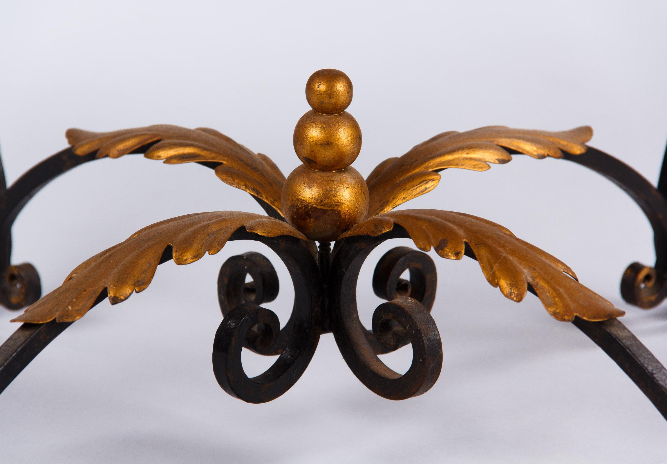 French Art Deco Iron/Marble Coffee Table Attributed to Robert Merceris, 1940s 3