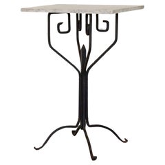 French Art Deco Iron and Marble Console Table