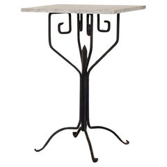 French Art Deco Iron and Marble Console Table