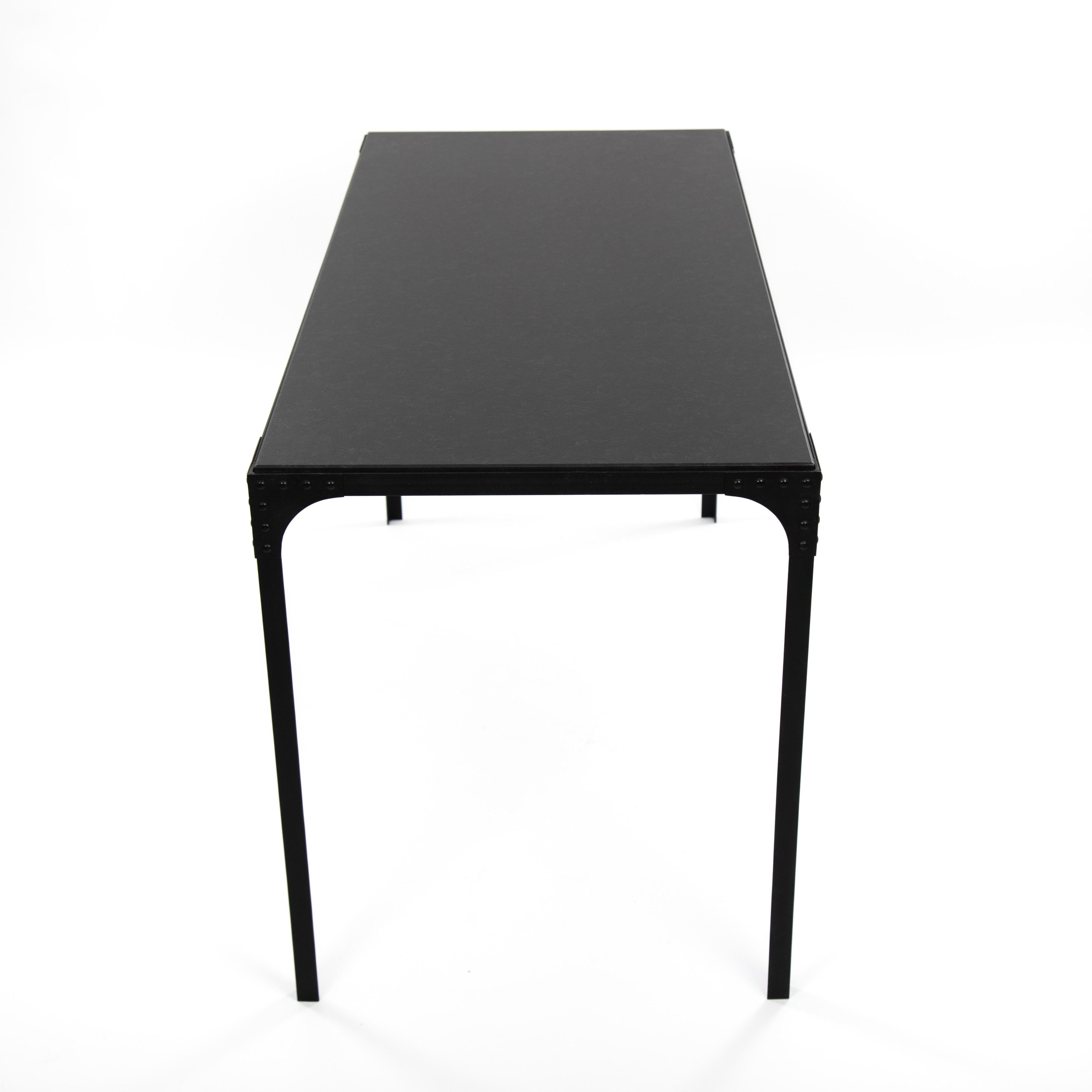 Französischer Art Déco-Schreibtisch aus Eisen und Marmor im Industrial Design 1940er Jahre 1