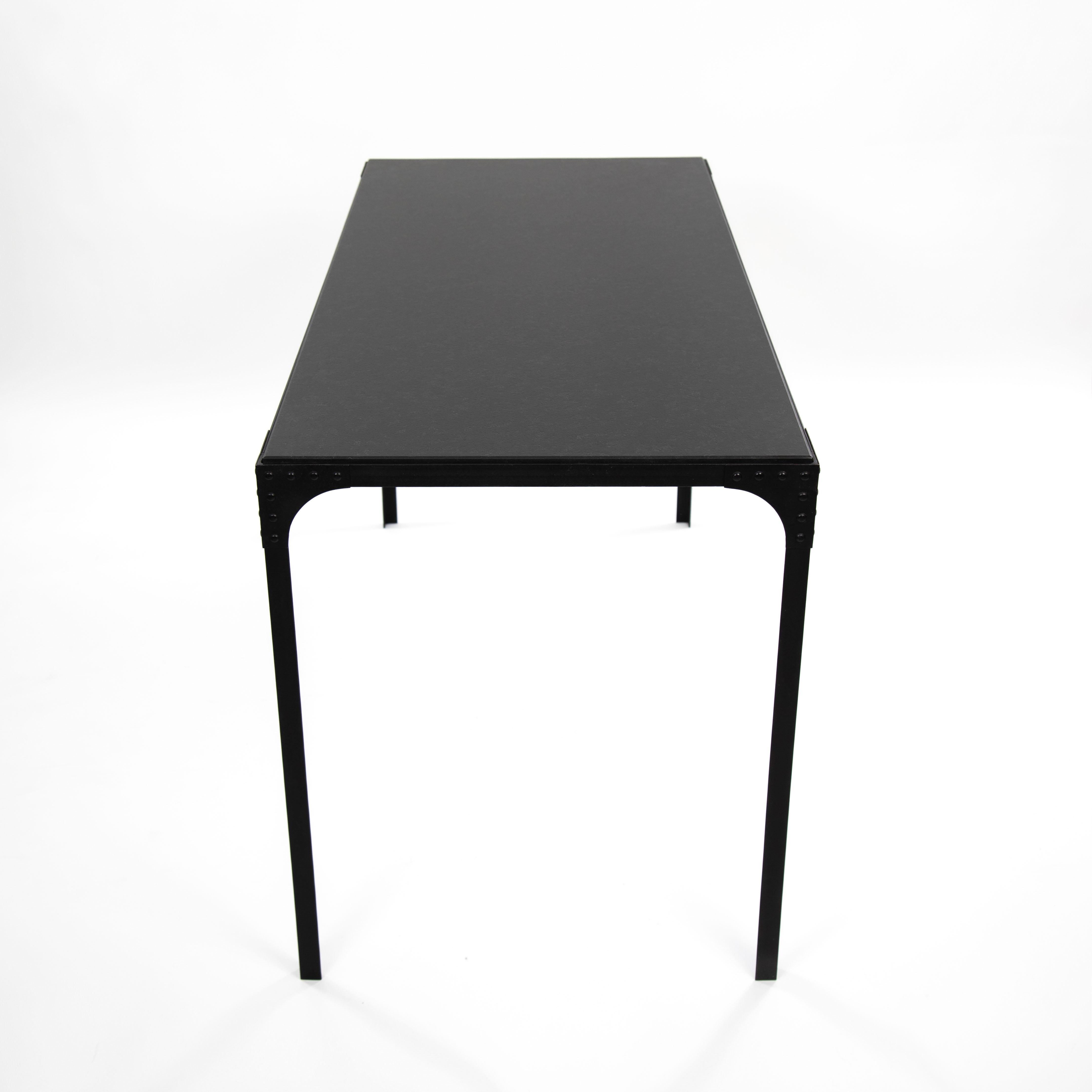 Französischer Art Déco-Schreibtisch aus Eisen und Marmor im Industrial Design 1940er Jahre 3