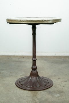 French Art Deco Iron Bistro or Cafe Table with Marble Top